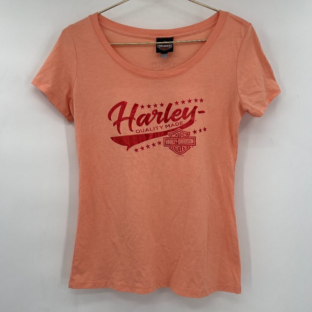 Harley Davidson Women's Crew Neck Logo Graphic Short Sleeve T- Shirt Size L